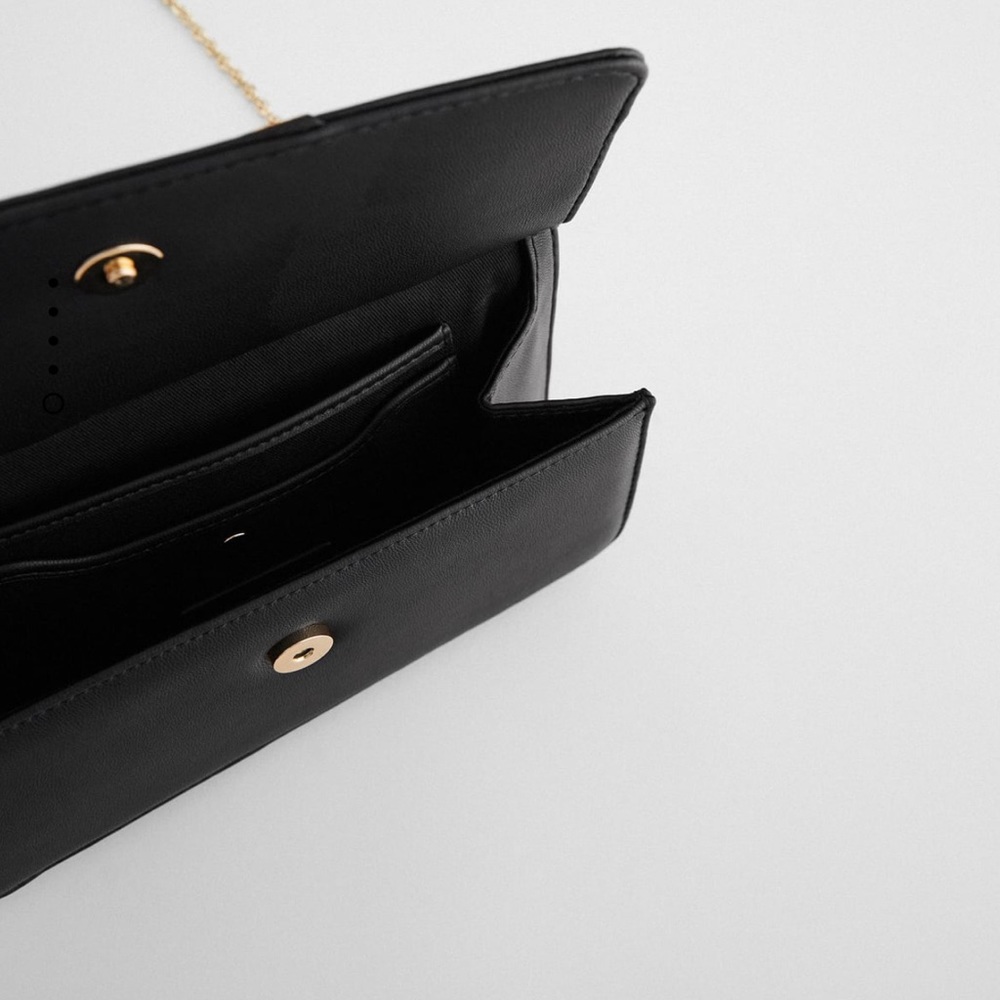 Zara black structured crossbody bag gold chain - Picture 5 of 7